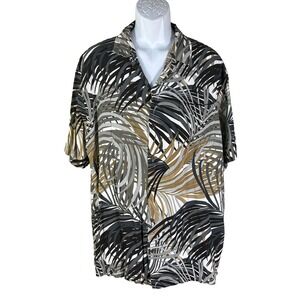 Kalaheo Hawaiian Shirt Mens 2XL Multi Color Palm Leaf Print Rayon Style 258